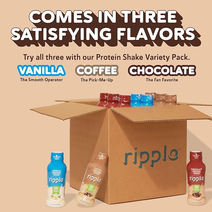 Ripple 12 oz Protein Shakes (12 12), Coffee)