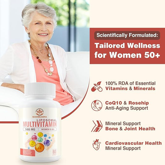 Liposomal Multivitamin for Women 50+ 33 Ingredients, CoQ10, Vitamins 33-in-1 Multivitamin (120 Capsules)