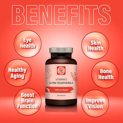 Kala Health Vitamin E 1000 IU 450mg Vitamin 4 Tocopherols