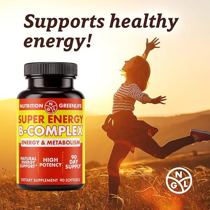 NGL Super Energy Vitamin B Complex Bioactive Cold Fill Soft gels for Max Potency & Absorption | Vitamin B Complex Plus Folic Acid, Zinc, Vitamin D | Energy, Fat Metabolism, Antioxidant 90 ct