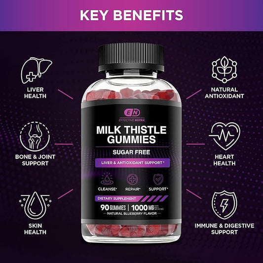 Milk Thistle Gummies 1000mg Extract, (90ct)