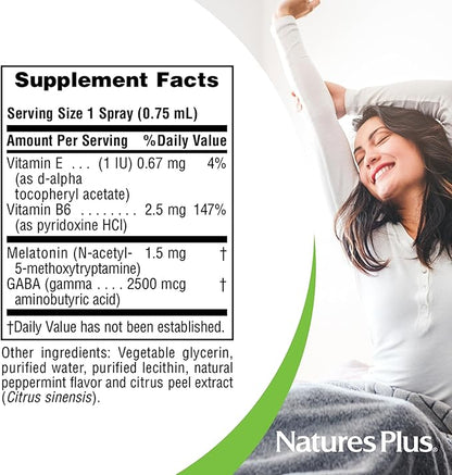 Natures Plus Melatonin Spray, Natural Peppermint Flavor 2 fl 2 - B6 & 160 Total