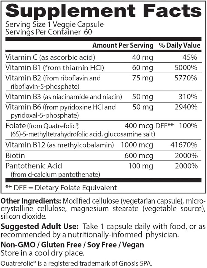 Doctor's Best Fully Active B Complex, Energy & Cellular Support, Non-GMO, Gluten Free, Soy Free, Vegan 60 Veggie Caps