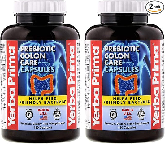 Yerba Prima Prebiotic Colon Care Capsules 180 Count, 2) -