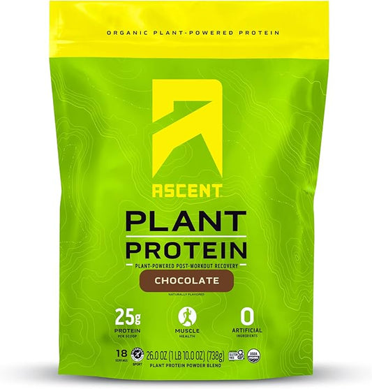 Ascent Plant Based Protein Powder 4g BCAA, 2g Leucine 18 Servings