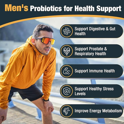 Probiotics for Men, 500 Billion CFUs & 12 Strains, Probiotics for Digestive Health, Men's Probiotic with Turmeric, Cranberry, Goji, for Overall Digestive, Immune Health, Gut & Bloating, 120 Day Supply