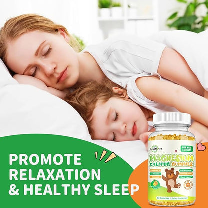 Magnesium Gummies for Kids - Magnesium Glycinate, L-Threonate Supplement with L-Theanine, Vitamin B6, D3 for Adults & Kids, Calm Magnesium for Sleep, Relaxation, Brain, Bones,Sugar Free Pineapple 60ct