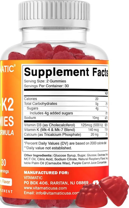 Vitamatic Vitamin D3 K2 Gummies 60 Count