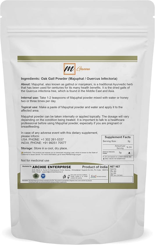 100% Natural Oak Gall Powder 0.22 lbs 100 gms
