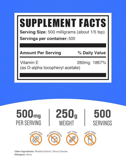 BulkSupplements.com Vitamin E 400 IU Powder 500mg per 250g (8.8 (8.8 oz) 1)
