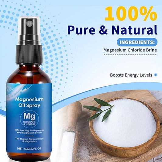 Magnesium Oil Spray, 100% Pure & Bottle|2 FL.OZ/60 FL.OZ/60 ML