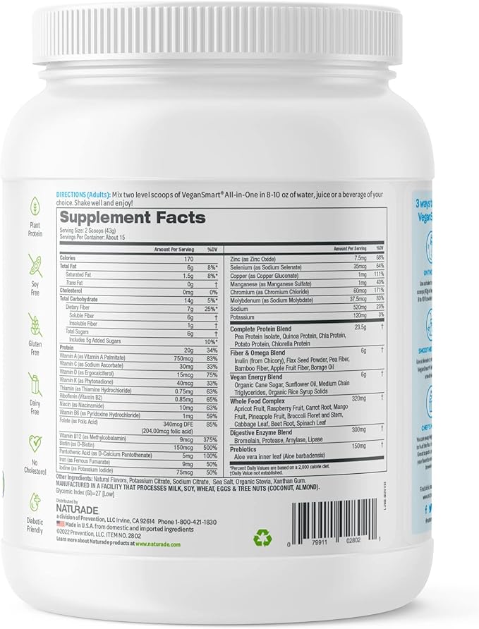 Vegansmart Naturade Plant Based Vegan Protein Powder (15 Servings)
