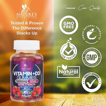 Vitamin D3 Gummies Extra Strength 5000 (125 mcg) 60 Gummies