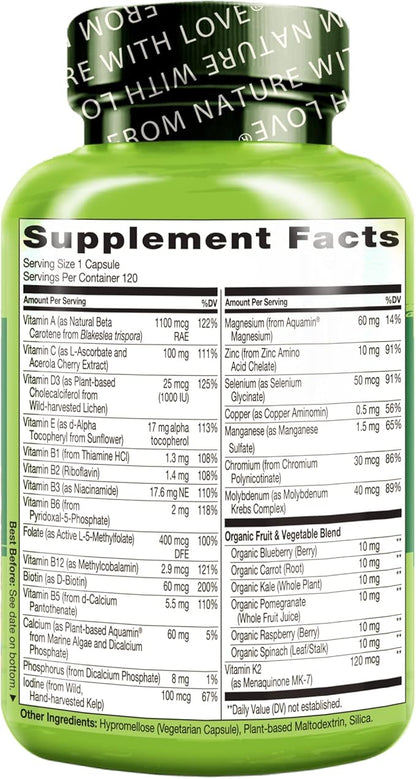 NATURELO Mens Multivitamins for Men 50+ 120 Vegetarian