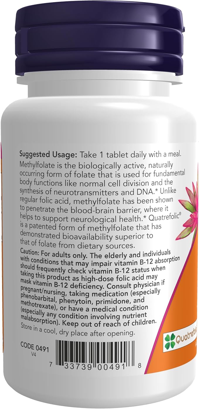 NOW Supplements, Methyl Folate 1,000 mcg, 90 Tablets