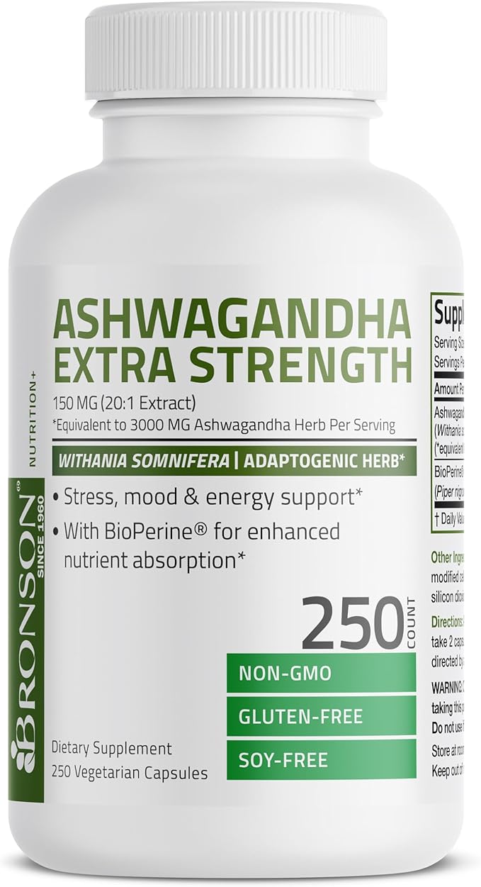 Bronson Ashwagandha Extra Strength Stress & 250 Vegetarian