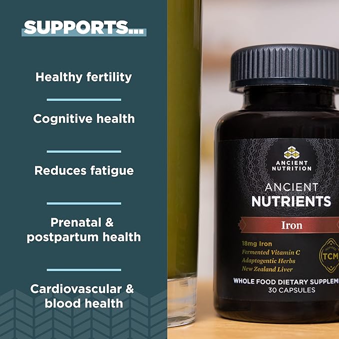 Iron Supplement by Ancient Nutrition, 18mg 30 Capsules