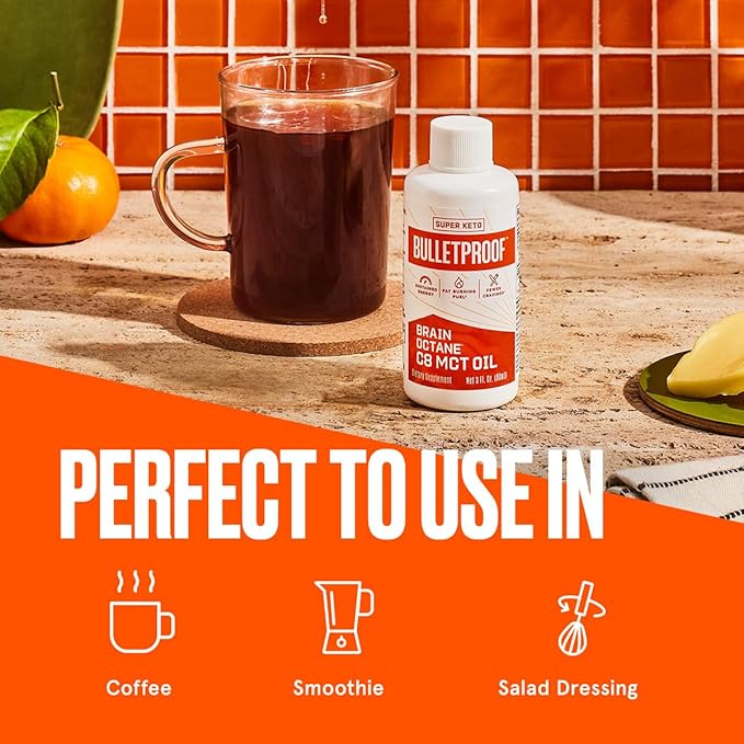 Bulletproof Brain Octane C8 MCT Oil Travel Size, 3 Ounces, Keto Supplement for Sustained Energy and Fewer Cravings