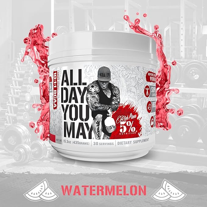 5% Nutrition Rich Piana AllDayYouMay BCAA Powder 15.3 oz, 30 Servings