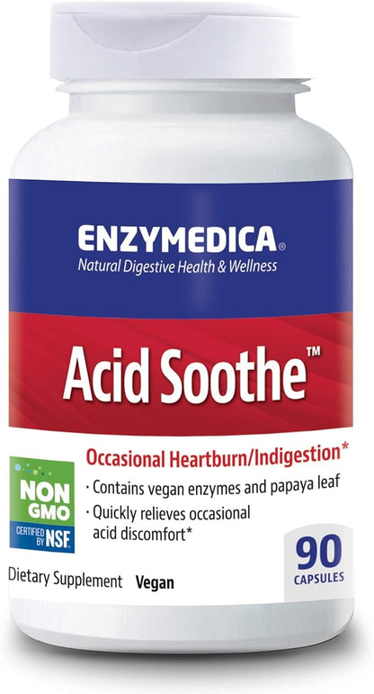 Enzymedica, Acid Soothe, Support for Occasional 3-in-1 Formula 90 Count