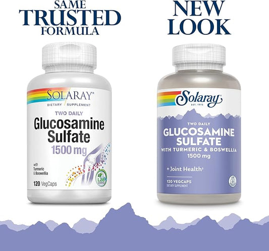 SOLARAY Glucosamine Sulfate 1500mg, Healthy Joint 60-Day Money 60 Serv, 120 VegCaps