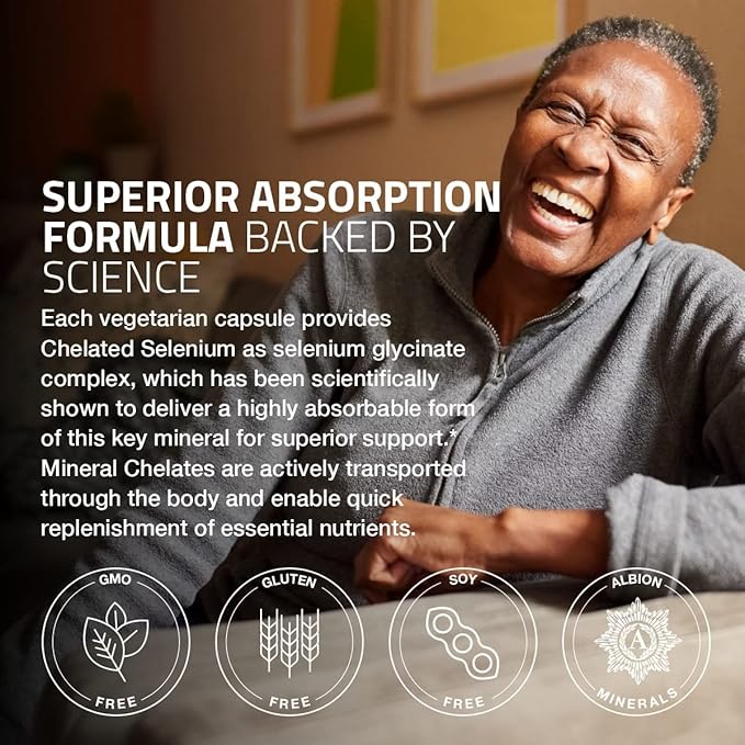 Bronson Selenium 200 mcg – Yeast Free Chelated Amino Acid Complex - Essential Trace Mineral with Superior Absorption, 100 Vegetarian Capsules