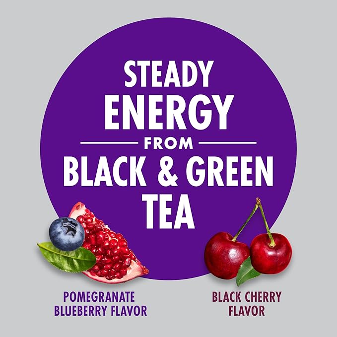 V8 +Energy Black Cherry and Pomegranate Blueberry Juice Energy Drinks, 8 fl oz Can (24 Pack)