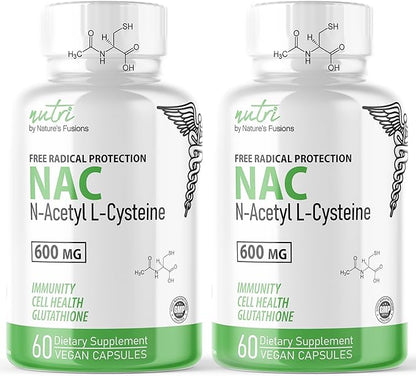 Nature's Fusions NAC Supplement N-Acetyl Cysteine (2 Pack) 600 mg (120 Capsules)