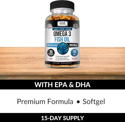 Kaya Naturals Omega 3 Supplement 3 Fish 100% Pure 3 Vitamins 30 Count