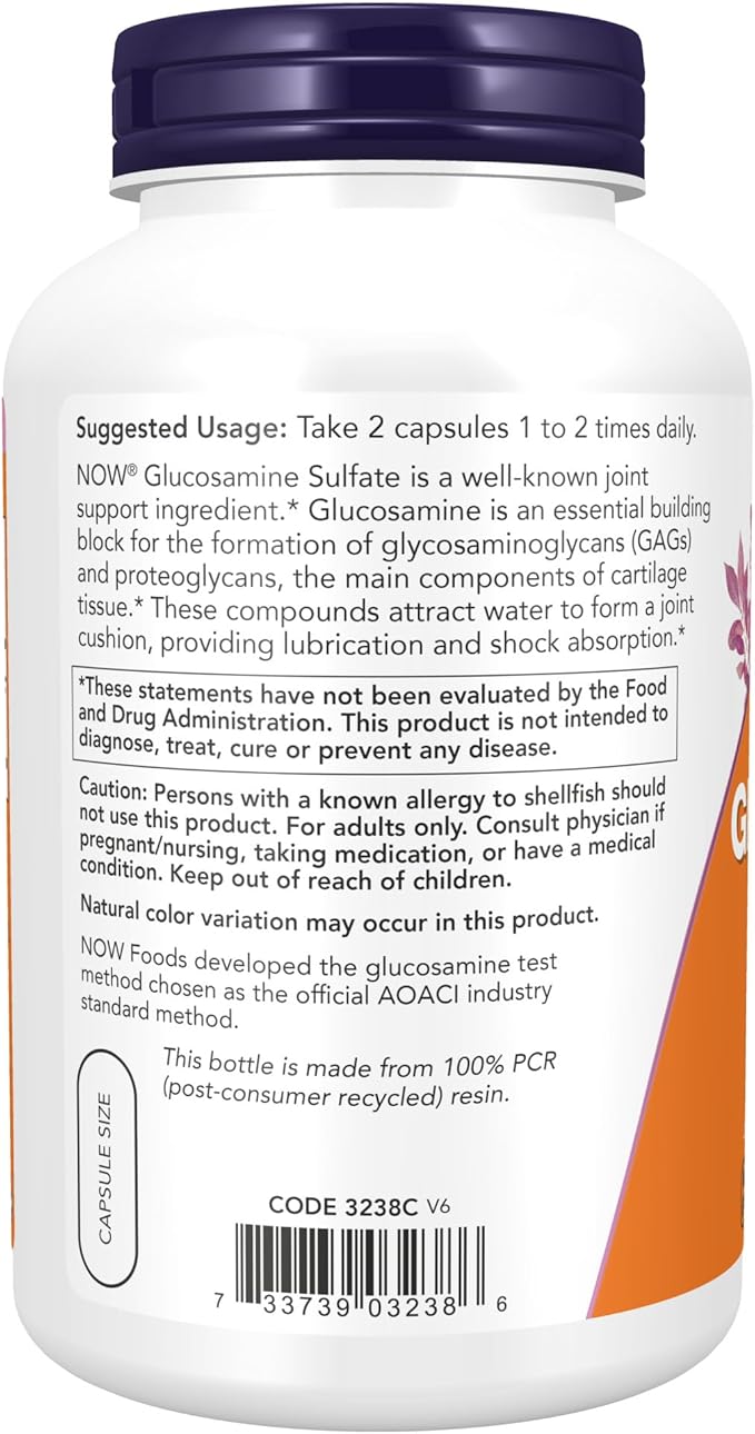 NOW Supplements, Glucosamine Sulfate 750 mg, 240 Veg