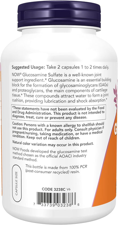 NOW Supplements, Glucosamine Sulfate 750 mg, 240 Veg
