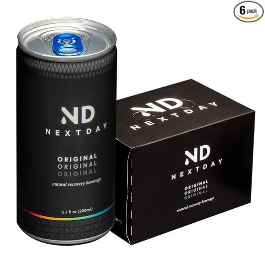 NextDay 6-Pack All-Natural Recovery Drink | Proprietary Formula with DHM, Multi-Vitamins, Zinc, Magnesium & a Little Caffeine| Be prepared for the NextDay | 6.8 fl oz/200 ml per can