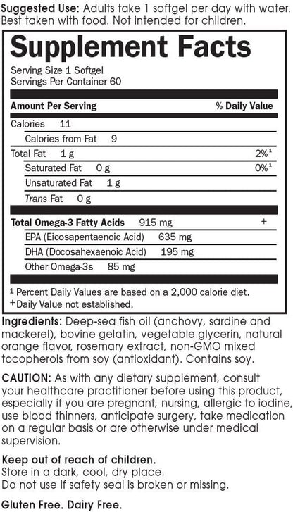 Garden of Life - Minami - Cardio-3, Orange Flavor, 60 Count Softgels