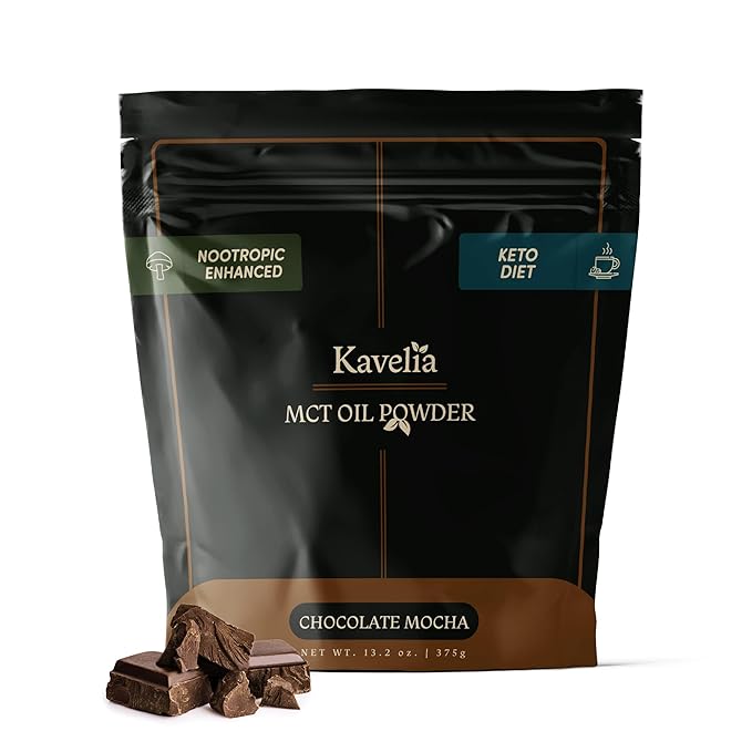 Organic MCT Oil Powder Coffee Creamer – Keto Vegan Non-Dairy Superfood with Mushroom Blend, Chocolate Mocha Flavor, Sugar-Free and Low-Carb, Perfect for Wellness, Protein – 30 Servings
