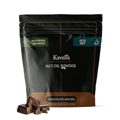 Organic MCT Oil Powder Coffee Creamer – Keto Vegan Non-Dairy Superfood with Mushroom Blend, Chocolate Mocha Flavor, Sugar-Free and Low-Carb, Perfect for Wellness, Protein – 30 Servings