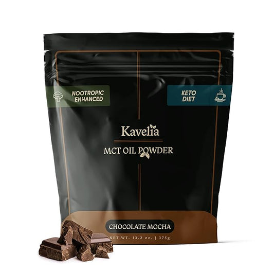 Organic MCT Oil Powder Coffee Creamer – Keto Vegan Non-Dairy Superfood with Mushroom Blend, Chocolate Mocha Flavor, Sugar-Free and Low-Carb, Perfect for Wellness, Protein – 30 Servings