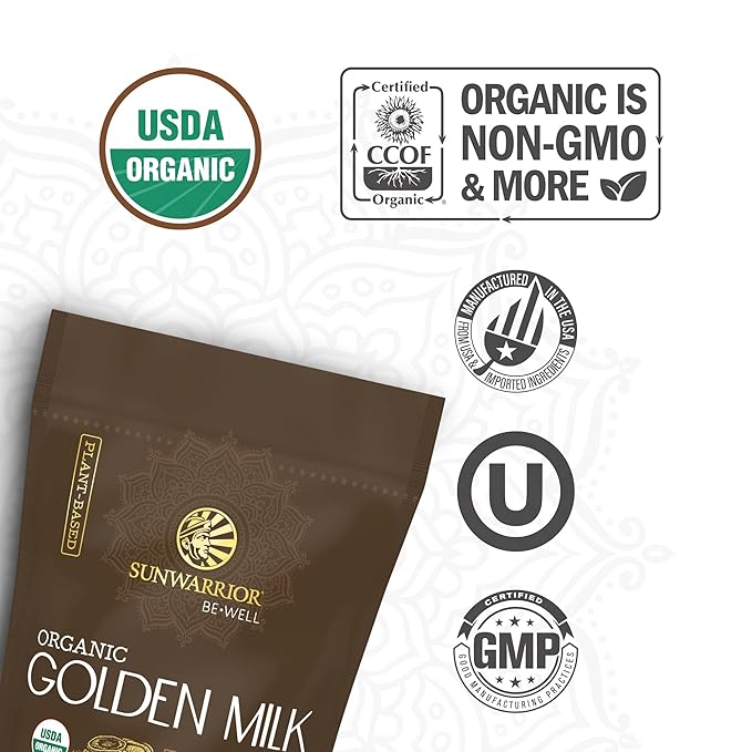 Organic Golden Milk Powder Ashwaghanda Turmeric Curcumin 90g pouch (30 srv)