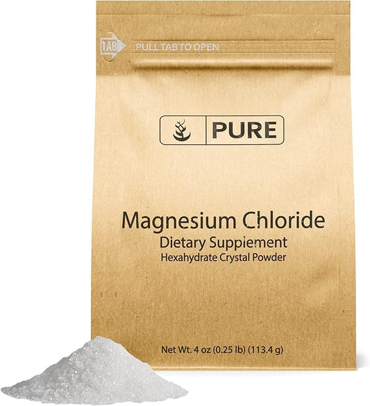 PURE ORIGINAL INGREDIENTS Magnesium Chloride (4oz) Oral Supplement, Crystal Powder, Magnesium Supplement, Food Grade
