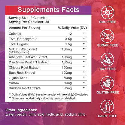 Liver Support Gummies with Milk Thistle 80% Silymarin
