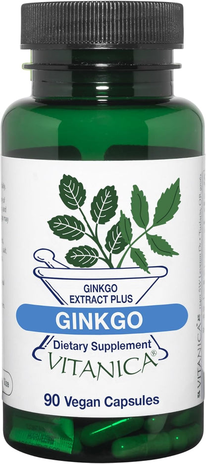 Vitanica Ginkgo Biloba Extract Supports Circulation 24% Flavone 6% Terpene 90 Capsules