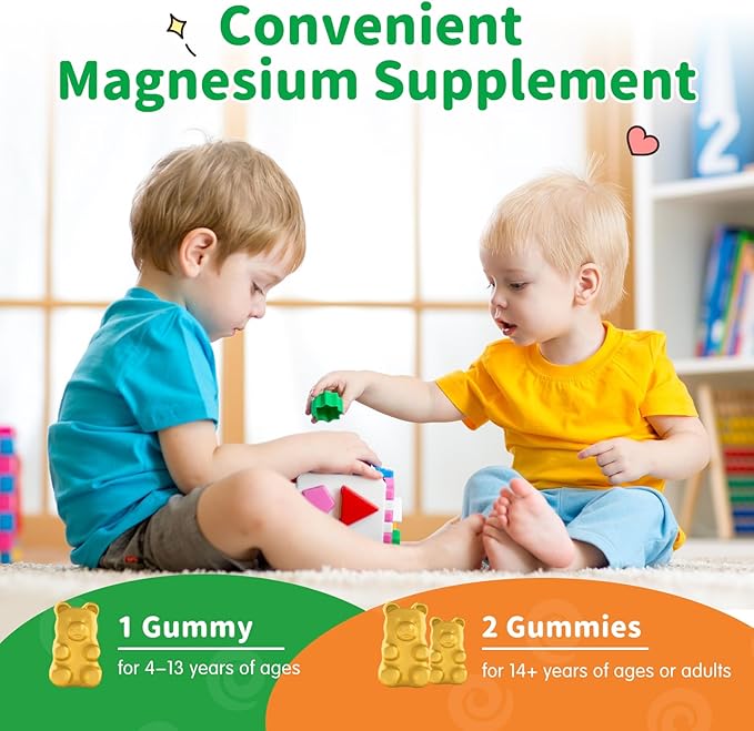 Magnesium Gummies for Kids - Magnesium Glycinate, L-Threonate Supplement with L-Theanine, Vitamin B6, D3 for Adults & Kids, Calm Magnesium for Sleep, Relaxation, Brain, Bones,Sugar Free Pineapple 60ct