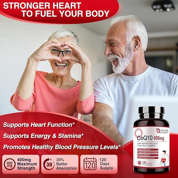 NATURE TARGET CoQ10-400mg Plus PQQ Coenzyme-Q10 with Production,120 Servings
