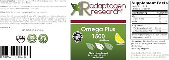 Omega Plus 1500 1500mg of 3 Fatty 60 Softgels