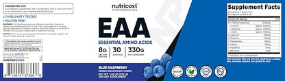 Nutricost EAA Powder 30 Servings (Blue Raspberry) - Essential Amino Acids - Non-GMO, Gluten Free, Vegetarian Friendly