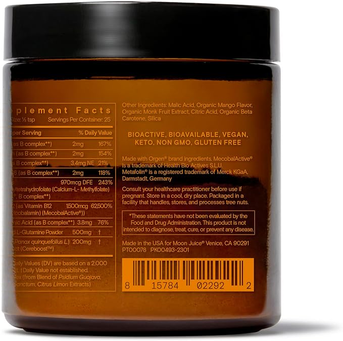 Moon Juice Ting B Complex & B12 Vitamin 4:1 Concentrated (25 Servings) 1.7oz)