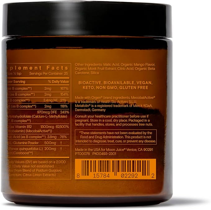 Moon Juice Ting B Complex & B12 Vitamin 4:1 Concentrated (25 Servings) 1.7oz)