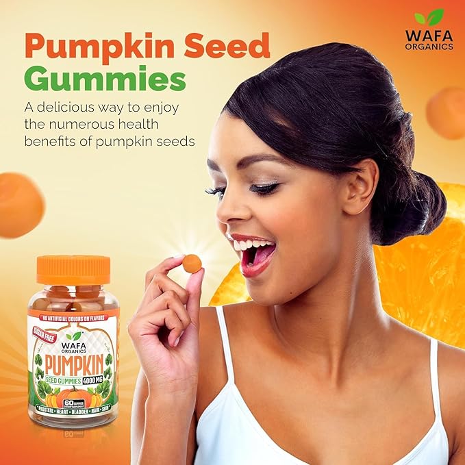 Sugar-Free Pumpkin Seed Oil Gummies 4000 mg - Prostate & Bladder Control Gummies Supplement, Non-GMO, No Artificial Ingredients, Hair Growth & Heart Support, Vegan Extract for Men & Women - 60 Count