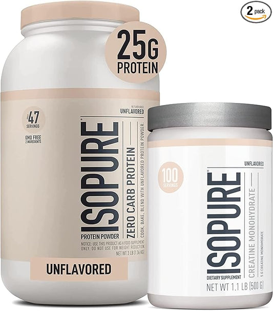 Isopure Unflavored Bundle Unflavored Whey Protein (47 Servings) (100 Servings)
