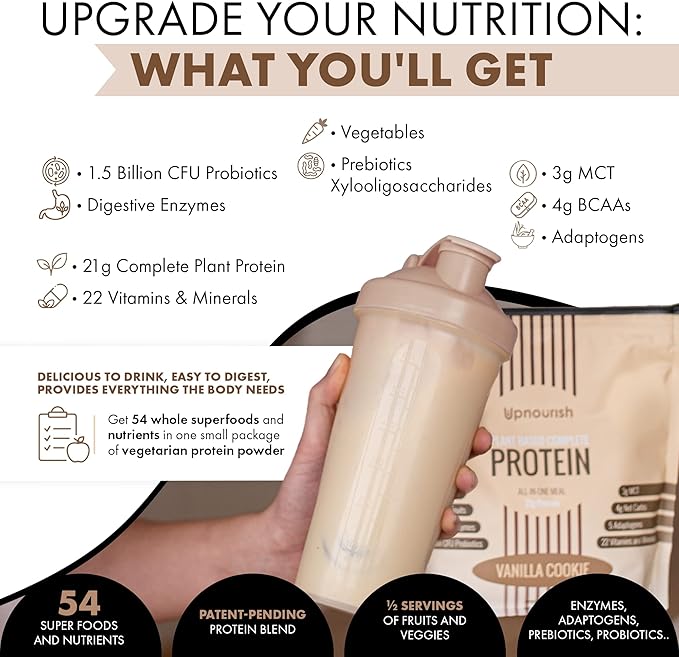 UpNourish Vanilla Cookie Vegan Protein Powder, 15 Servings