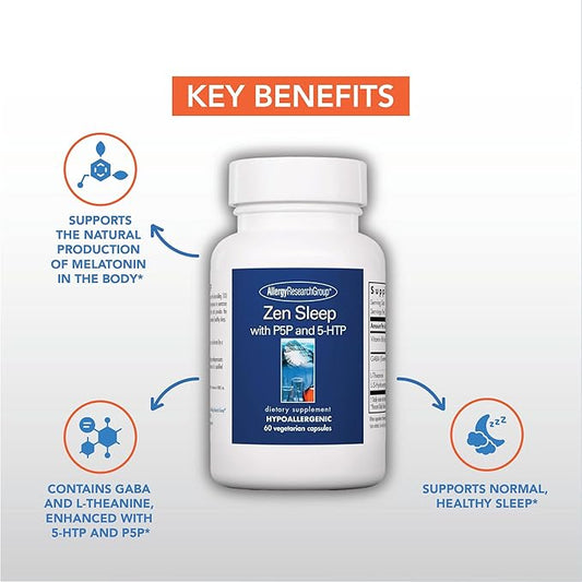 Allergy Research Group Zen Sleep Supplement P5P, 5-HTP, 5-HTP, GABA, 60 Count